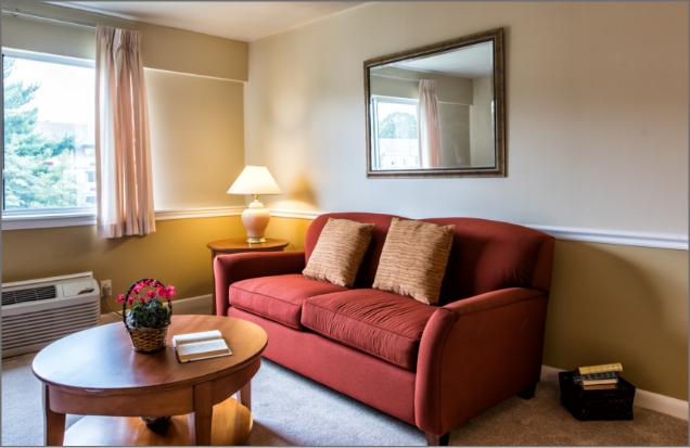 Cadbury assisted living and Memory Care living area sofa