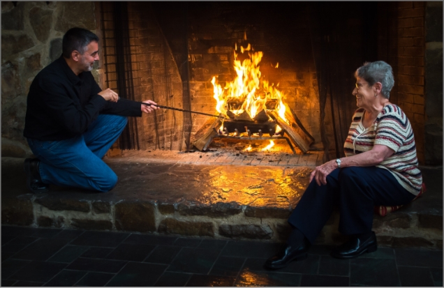 Cadbury seniors fireplace happy